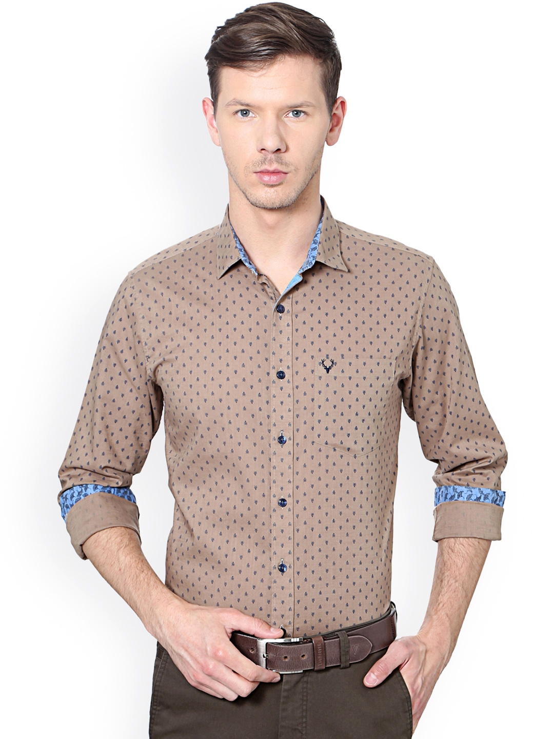 Buy Allen Solly Men Brown Slim Fit Printed Casual Shirt - Shirts for ...