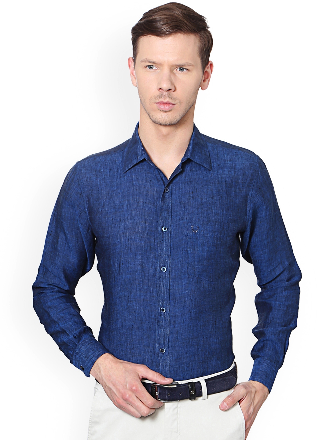 Buy Allen Solly Men Blue Slim Fit Solid Formal Shirt - Shirts for Men ...