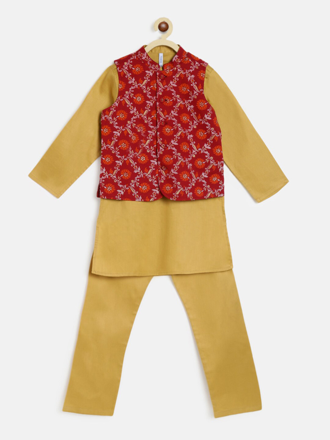 Campana Boys Mrinal Kurta Pyjama Set - Burfi Print - Green