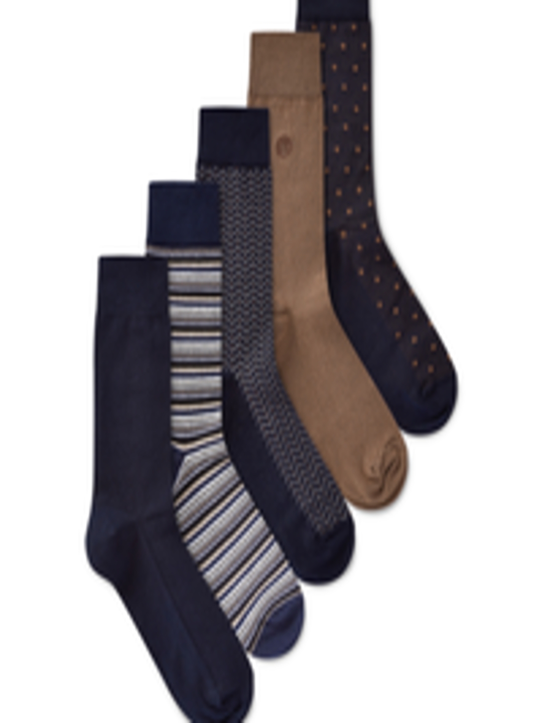 Buy Next Men Navy Blue & Brown Pack Of 5 Patterned Socks - Socks for ...