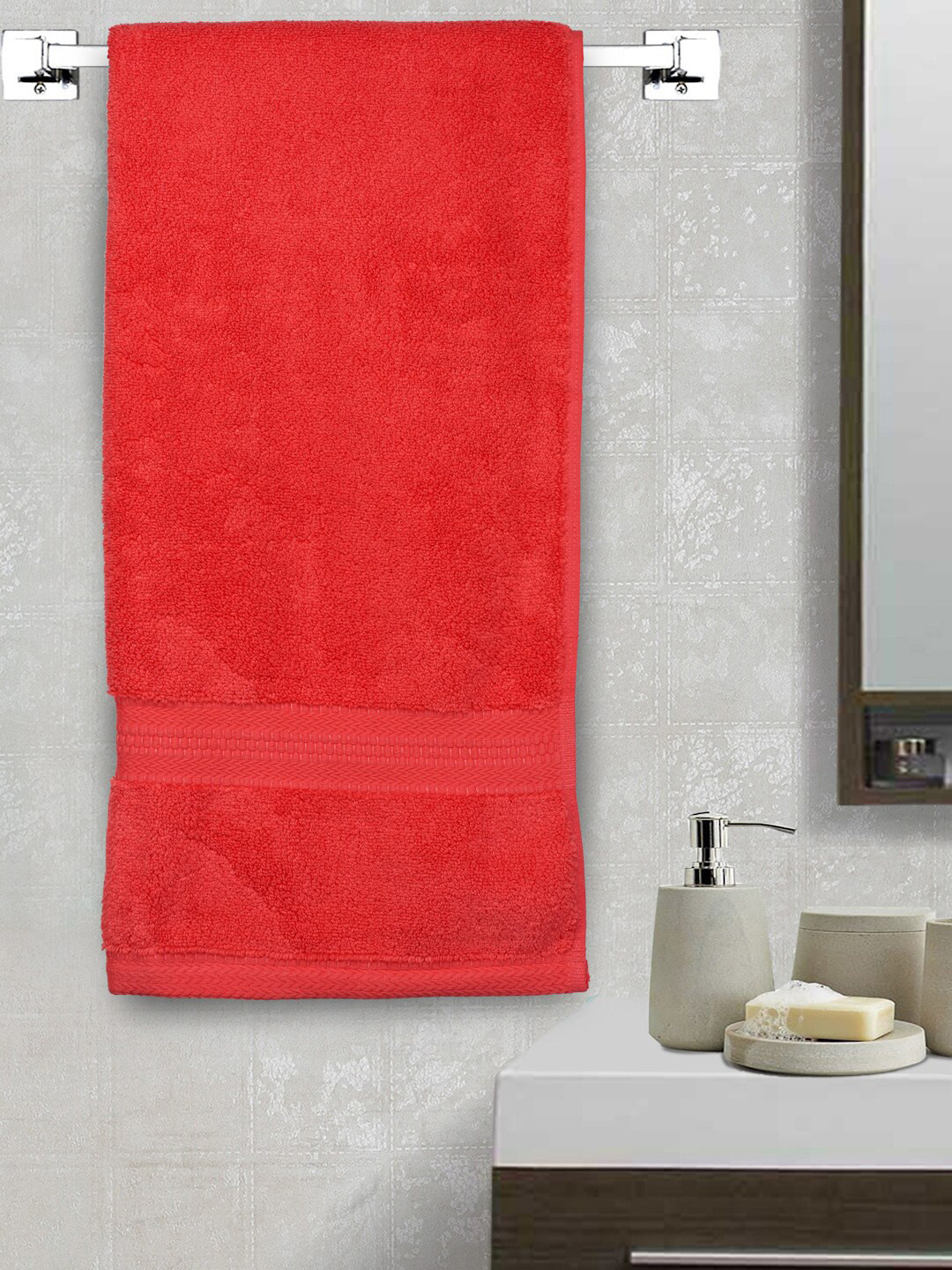 Buy BOMBAY DYEING Super Ultrx Red 600 GSM Soft And Durable Cotton Bath