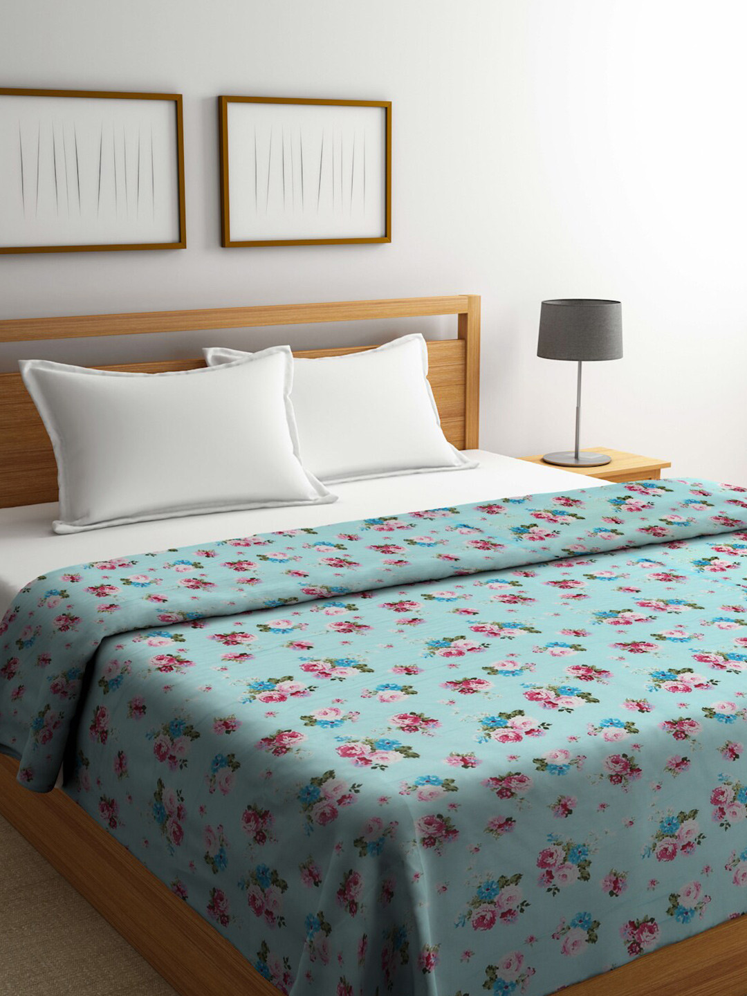 Buy BOMBAY DYEING Joanna Blue & Pink Floral AC Room 120 GSM Double Bed