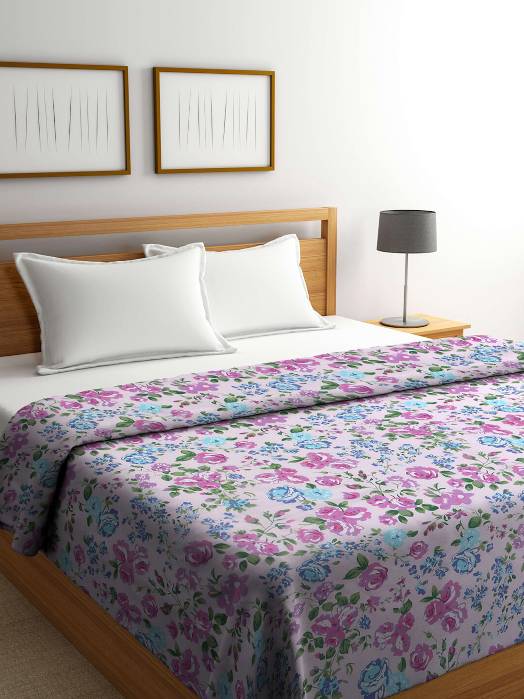 Buy BOMBAY DYEING Joanna Purple & Green Floral AC Room 120 GSM Double