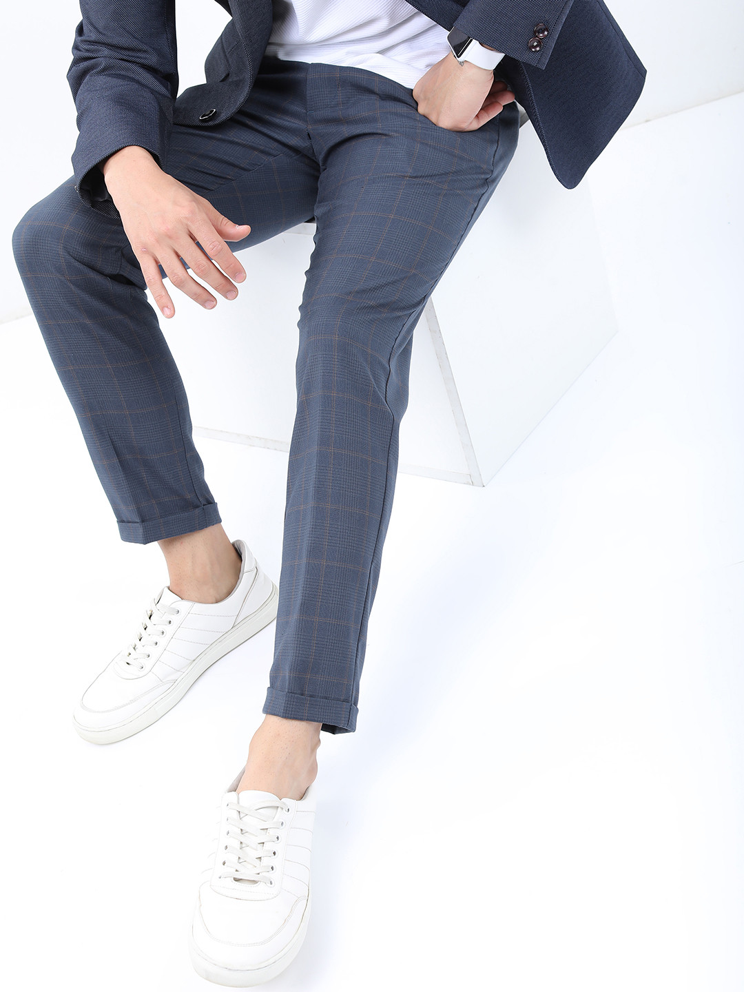 Buy HIGHLANDER Men Smart Formal Trousers With Elasticated Waist Band