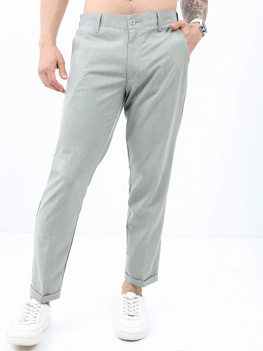 Buy HIGHLANDER Men Slim Fit Smart Formal Trousers With Elasticated