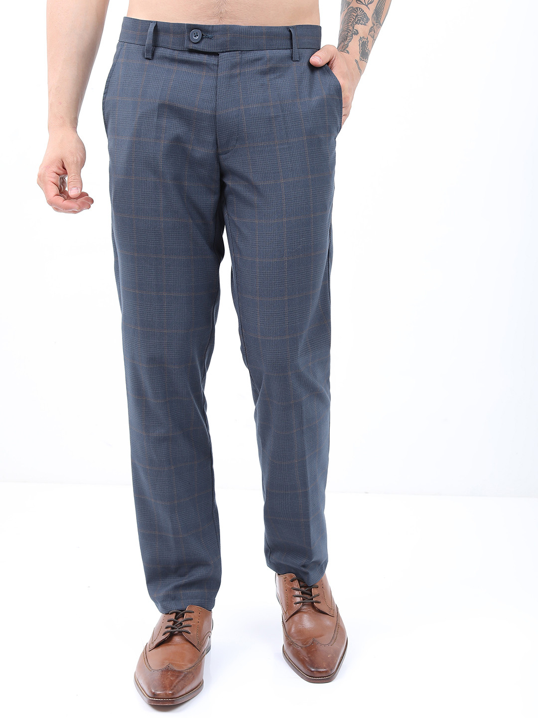 Buy HIGHLANDER Men Slim Fit Smart Formal Trousers With Elasticated