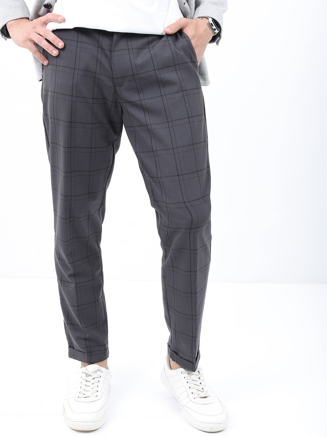 Buy HIGHLANDER Men Smart Formal Trousers With Elasticated Waist Band