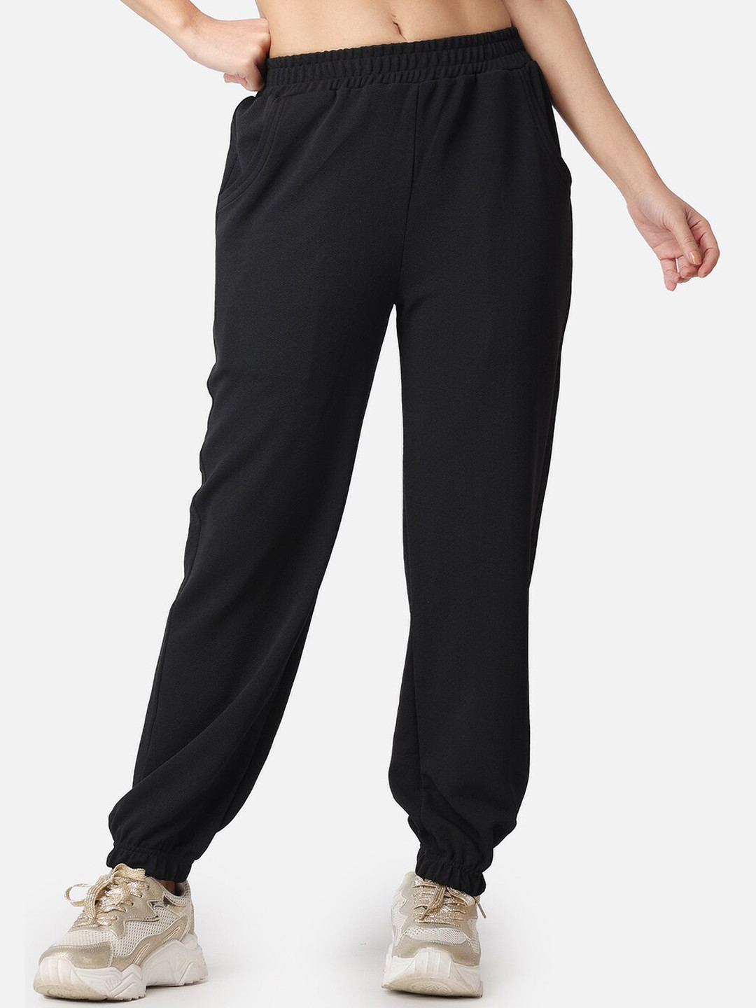 Buy Popwings Women Smart Loose Fit High Rise Joggers Trousers for