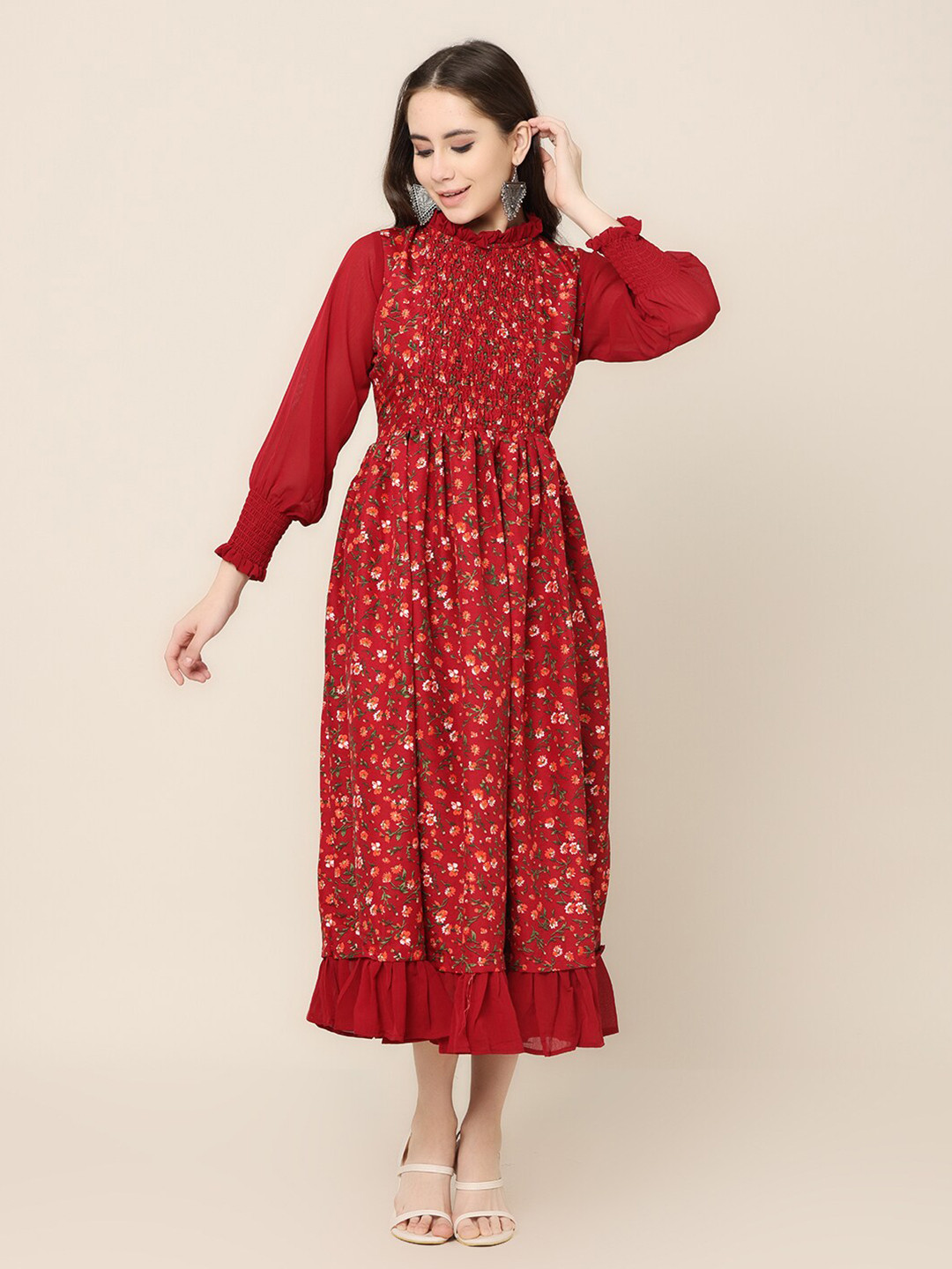 NAYLIRA – MIDI DRESS WITH OFF-THE-SHOULDER DESIGN