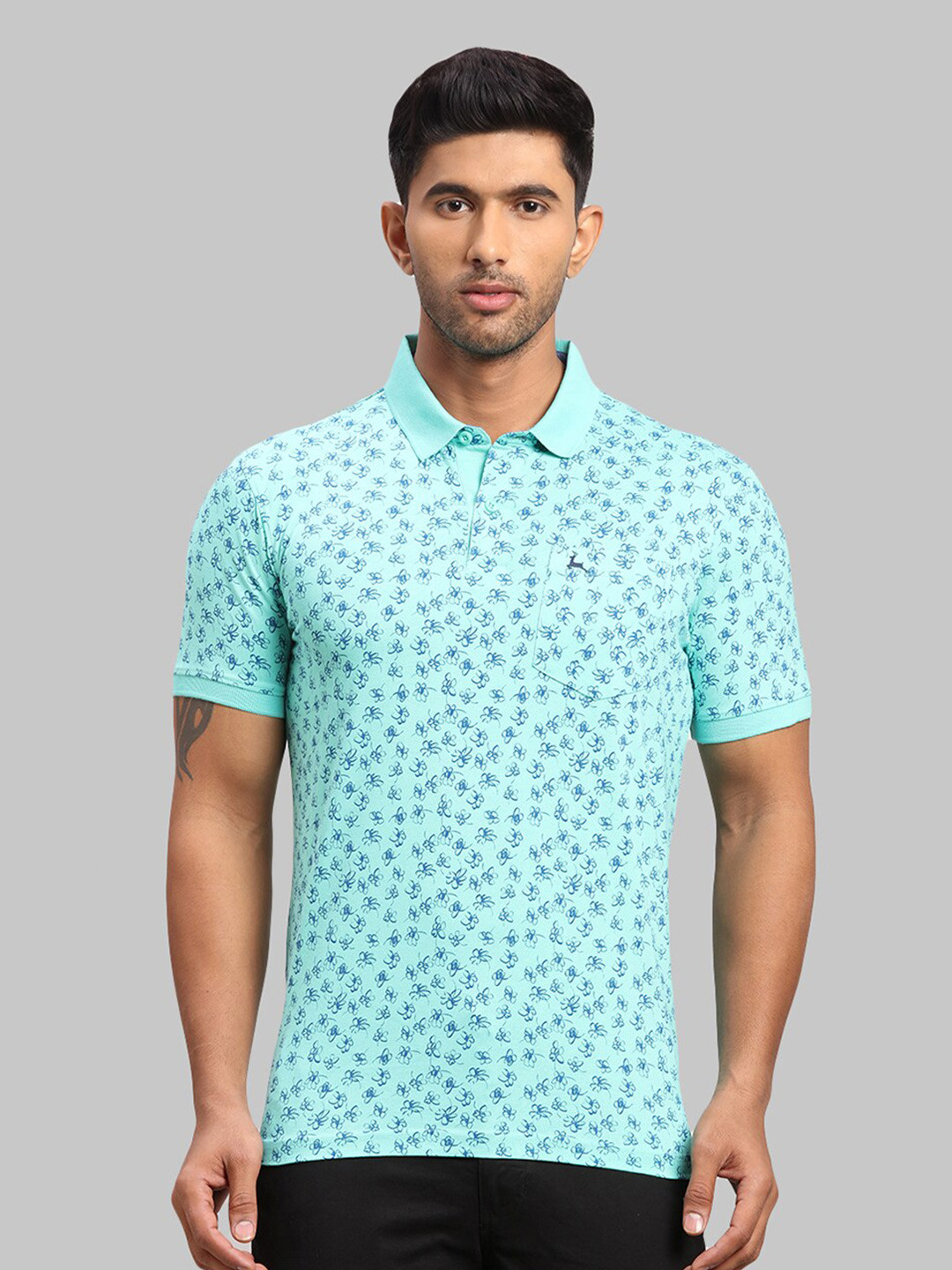 Buy Parx Men Floral Printed Polo Collar Cotton T Shirt - Tshirts for ...