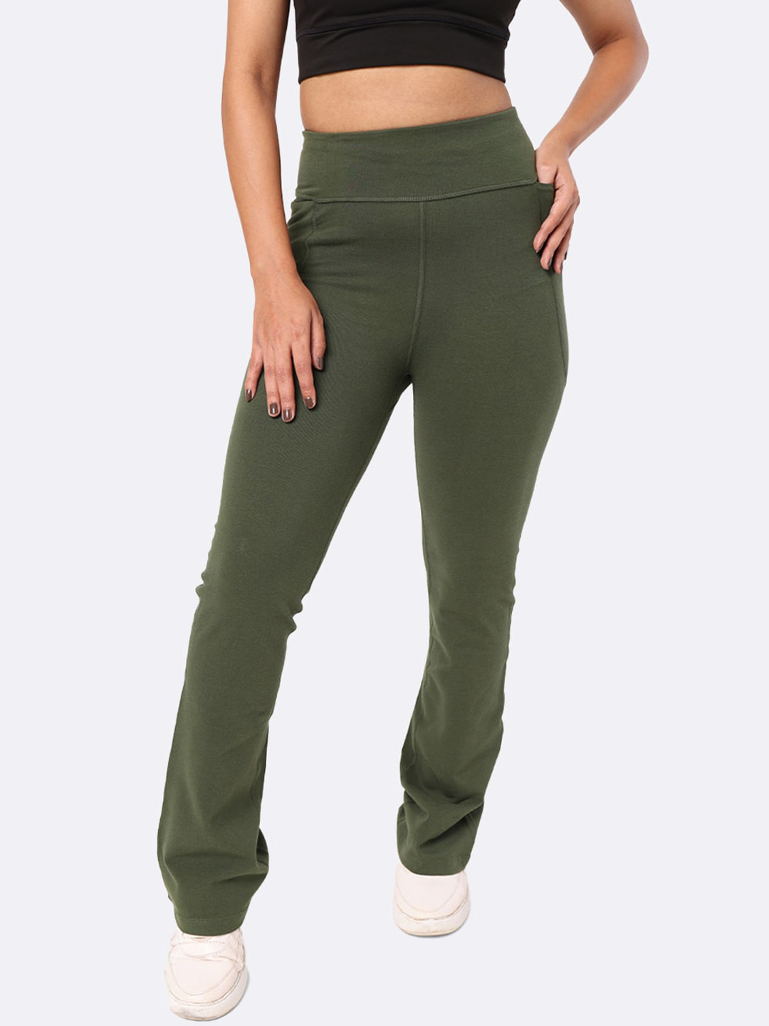 Buy Women Plus Size High Waist The Groove In Cotton Flare Tall Track Pants Track