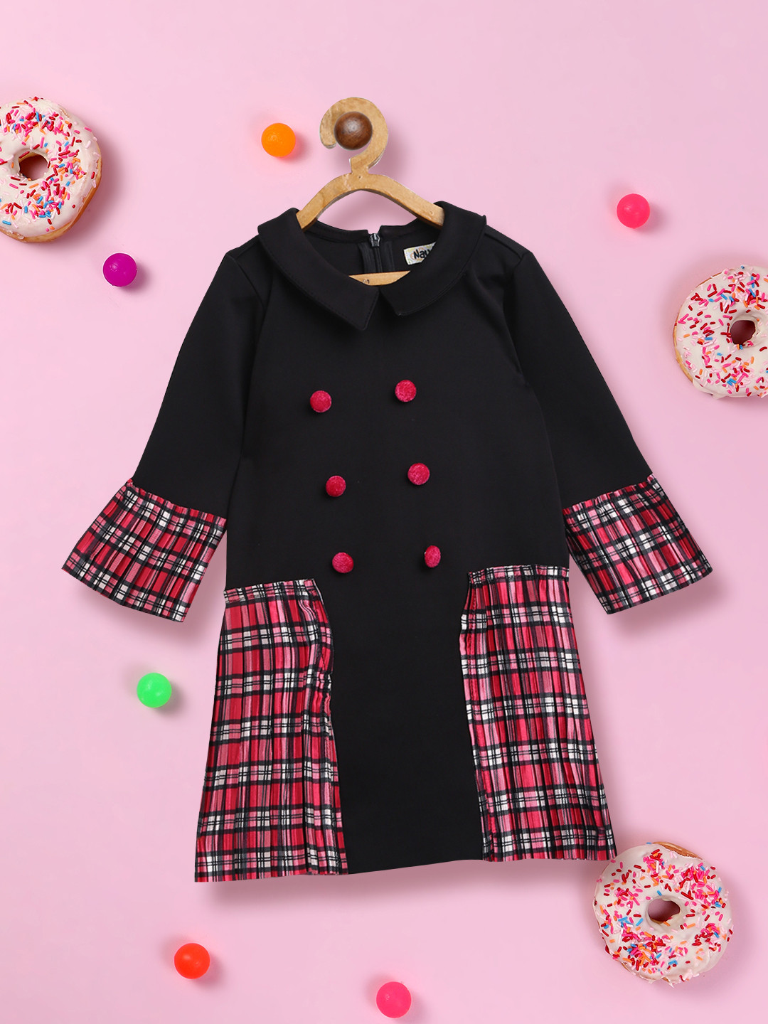 Nautinati Baby Girls All-over Heart Print A-line Strappy Tiered Dress with Bow