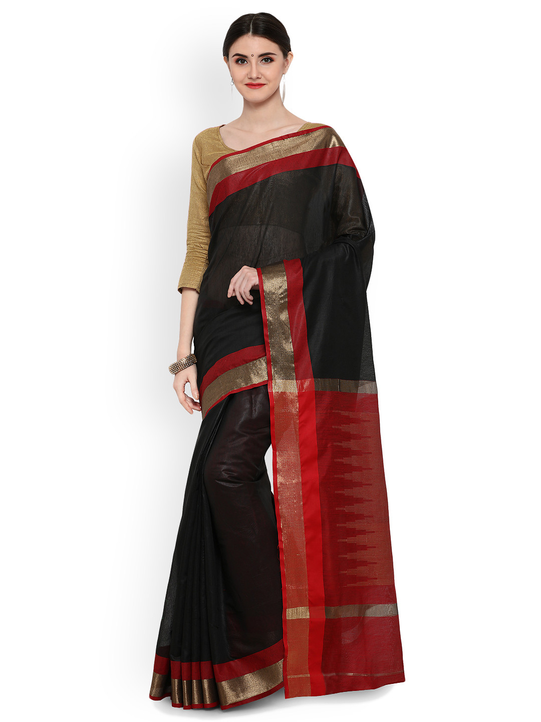 black maheshwari saree