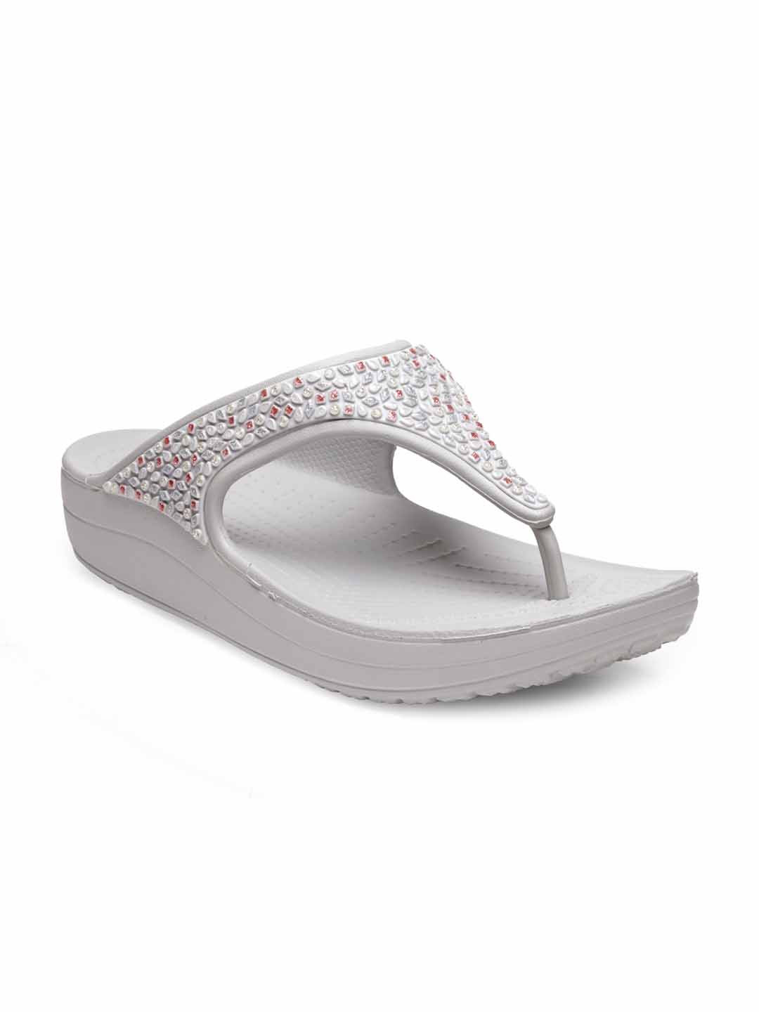 Buy Crocs Sloane Women White Embellished Croslite Slip Ons Flip Flops