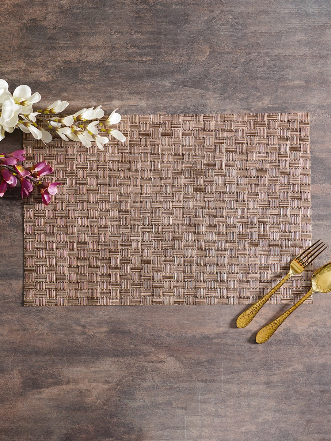 Buy Pure Home And Living Set Of 6 Gold Coloured Chequered Mesh Table