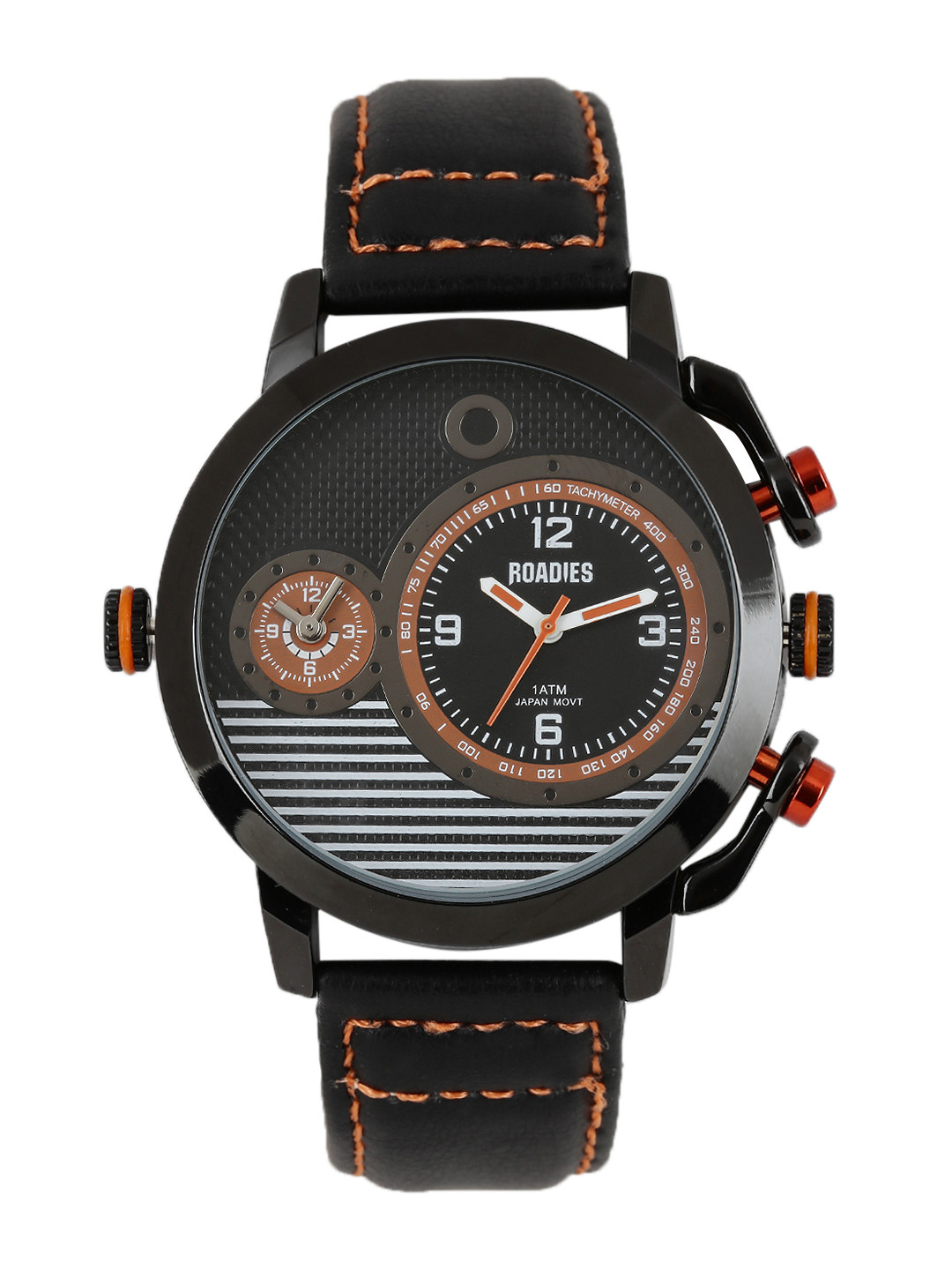 Buy Roadies Men Black & Orange Dual Dial Analogue Watch R7015OR