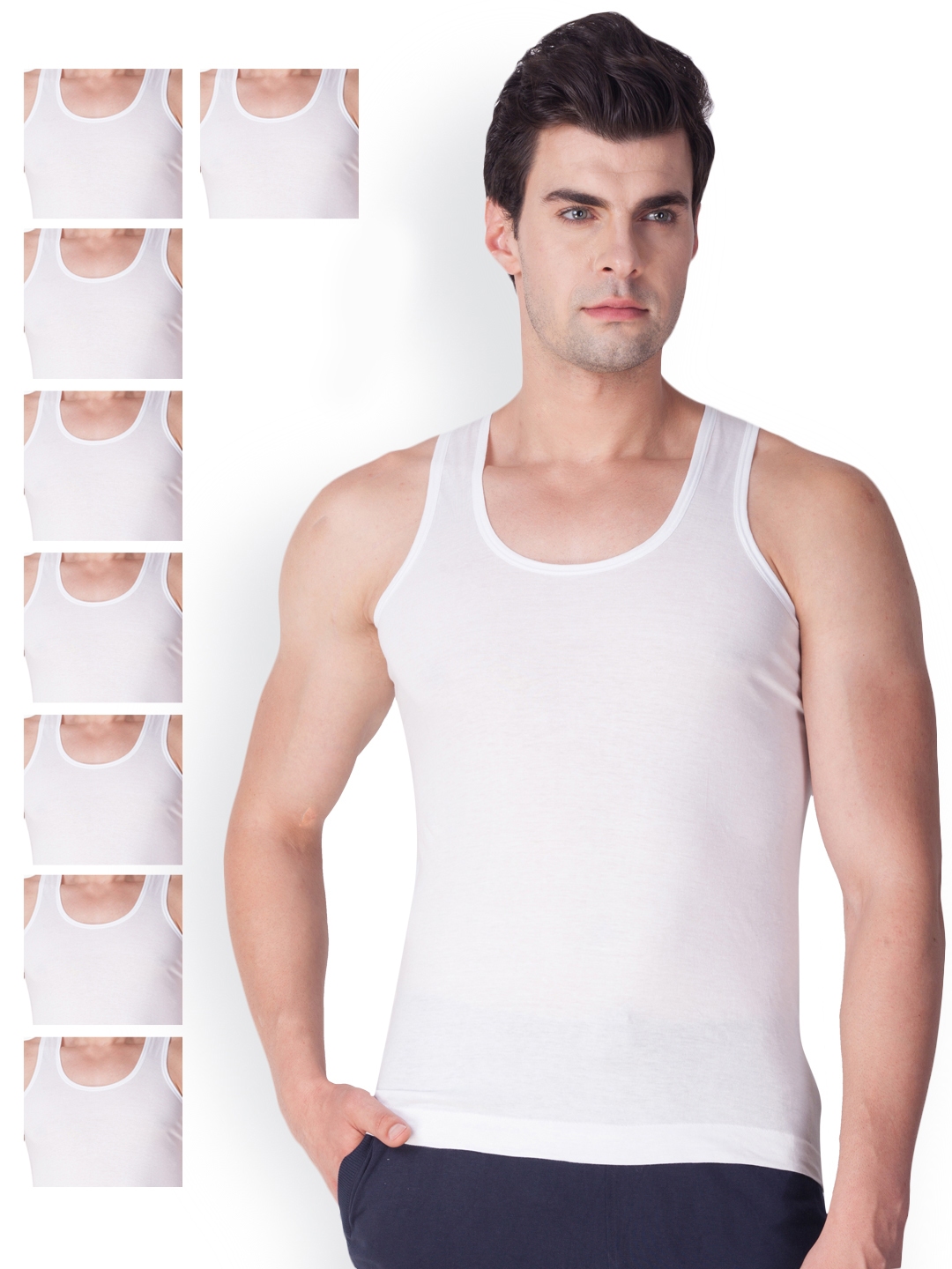 Buy LUX VENUS Pack Of 9 Innerwear Vests VENUS_WH_RN - Innerwear Vests ...