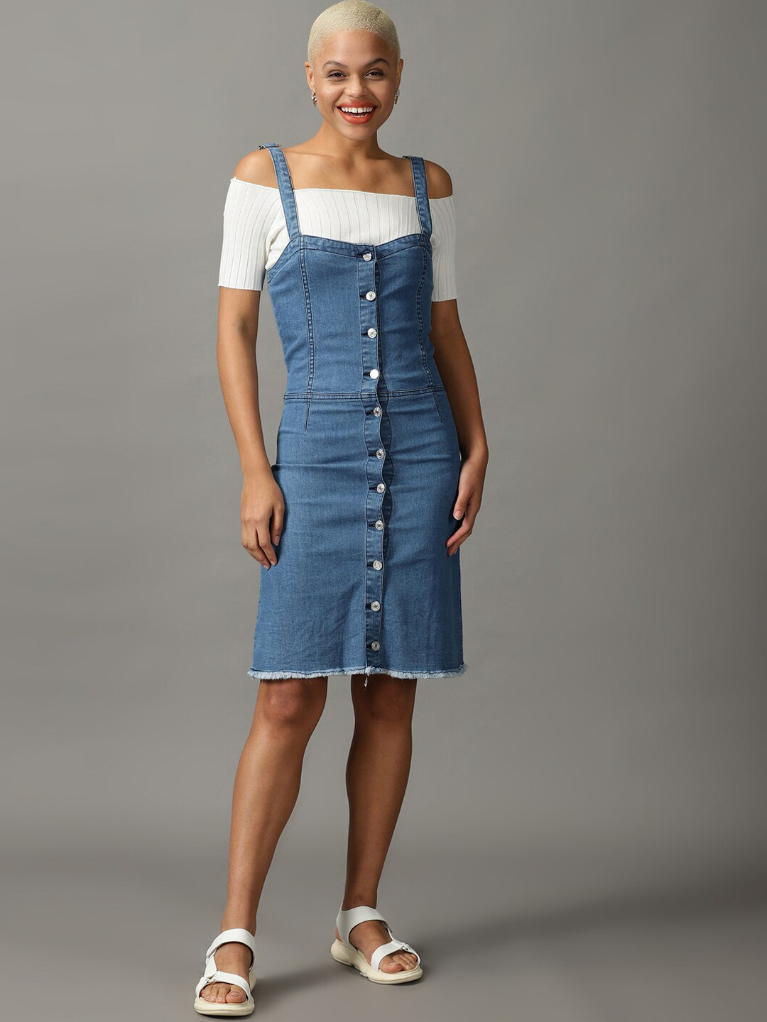 Buy SHOWOFF Women Slim Fit Cotton Denim Dungarees Dungarees for Women