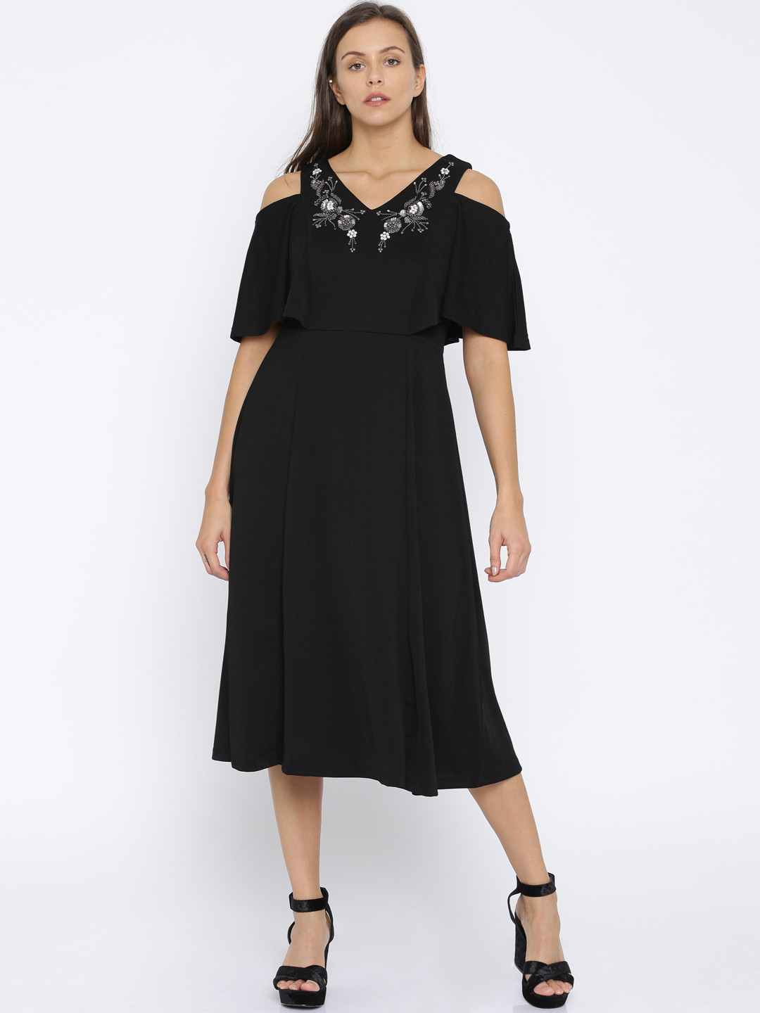 black elegant prom dresses Juliet 2417 Long Fitted Formal Evening Dress Textured Devore Ruffle Mini Size:17.5-32-33 cocktail dresses formal