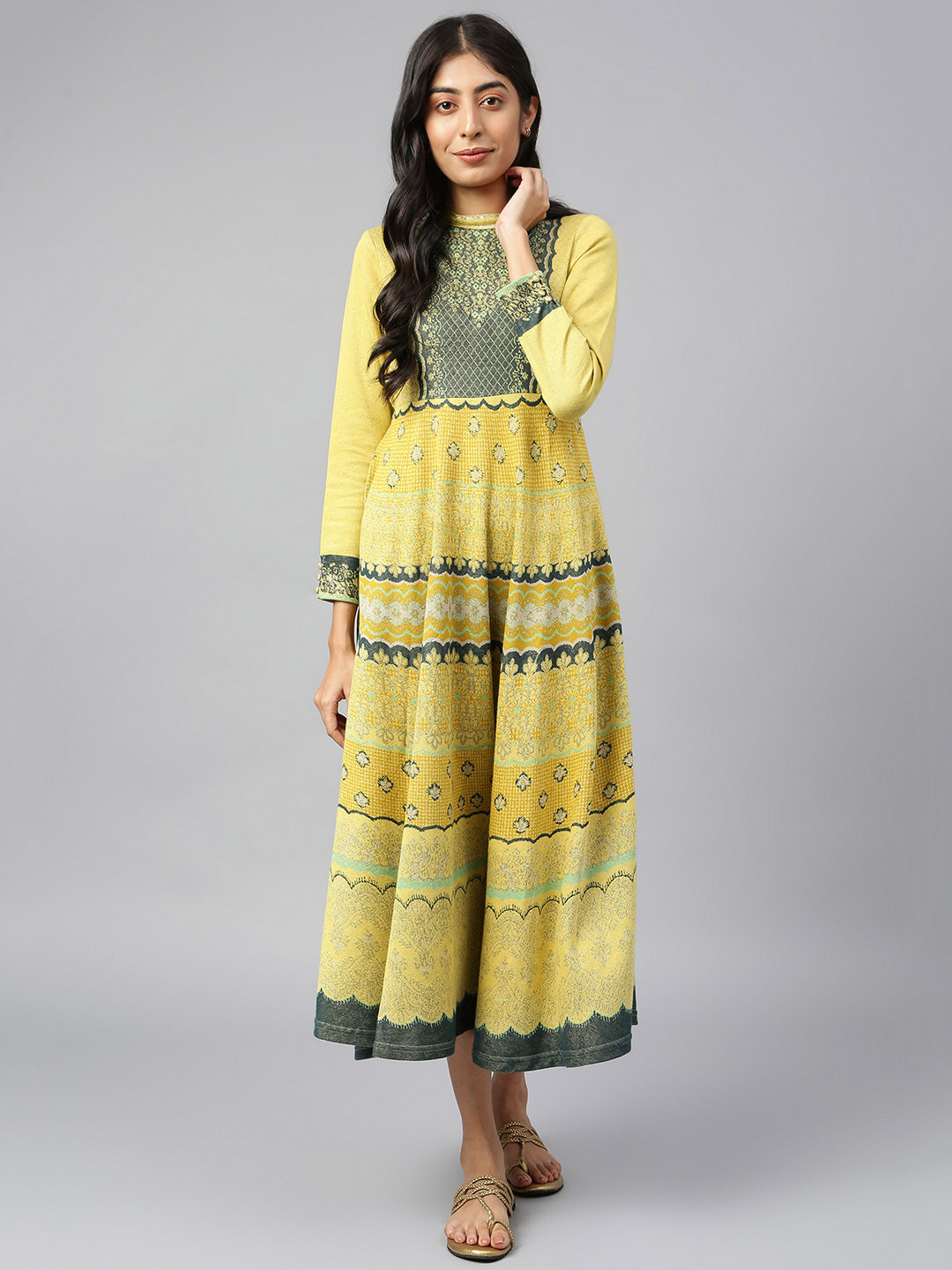 Girls Satin Embroidered Ethnic Dress