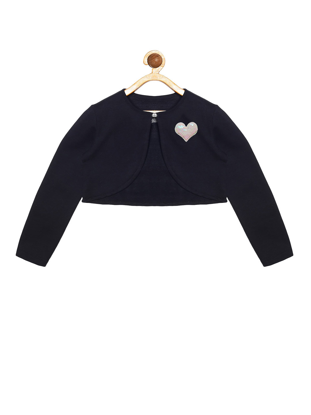 Buy KiddoPanti Girls Black & Pink Embellished Crop Shrug Shrug for