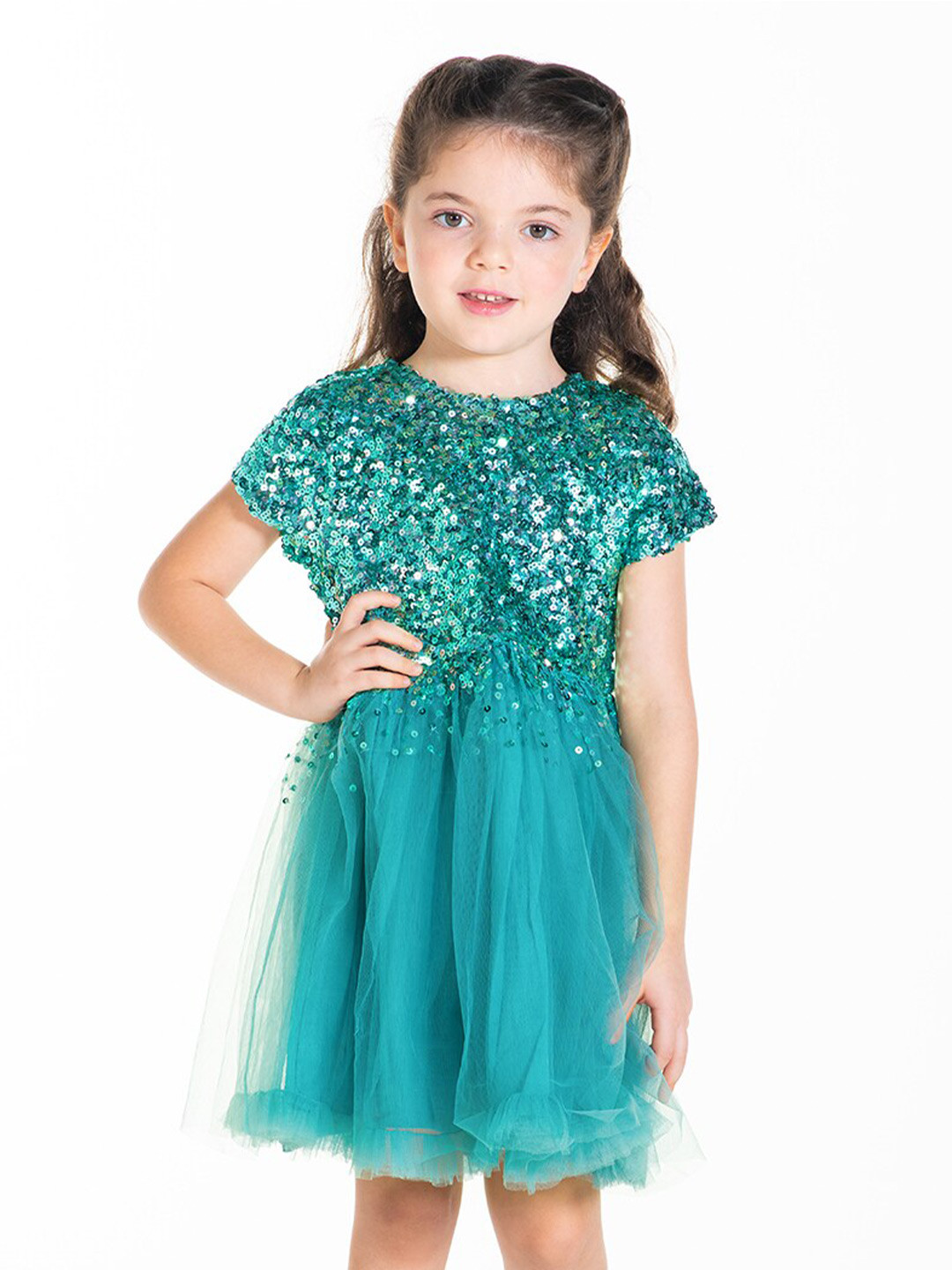 Buy Cherry Crumble Embellished Round Neck Dress Dresses for Girls