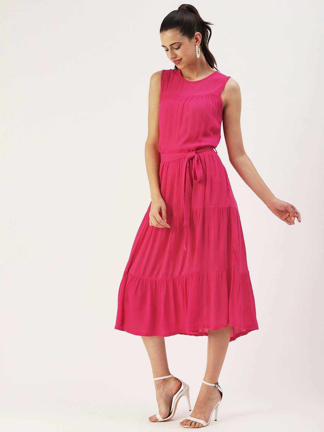 Buy DressBerry Solid Crepe A Line Midi Dress - Dresses for Women ...