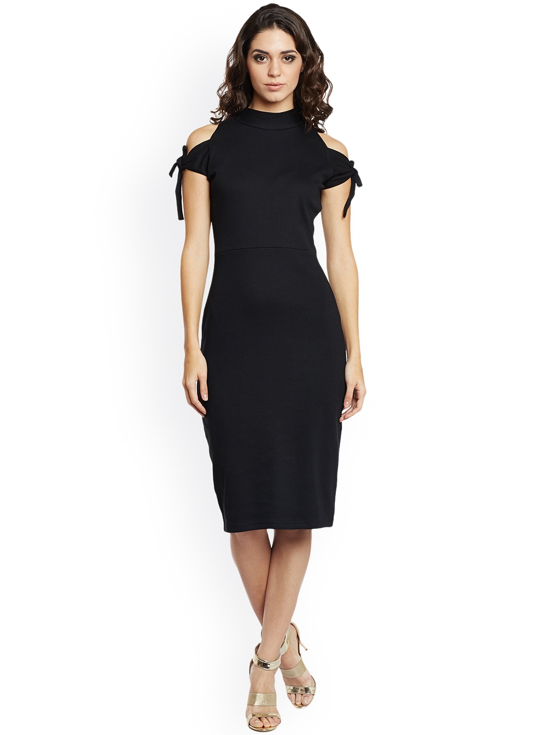 Buy THE SILHOUETTE STORE Women Black Solid Sheath Dress - Dresses for ...