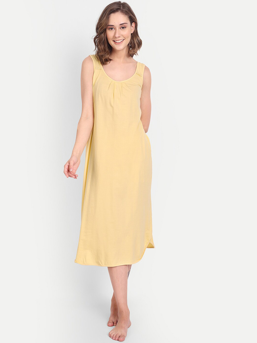 BLAZON Women's Cotton Solid Midi Slip Premium Dreams Nighty (Available Sizes: S, M, L, XL, 2XL, 3XL, 4XL, 5XL) - L