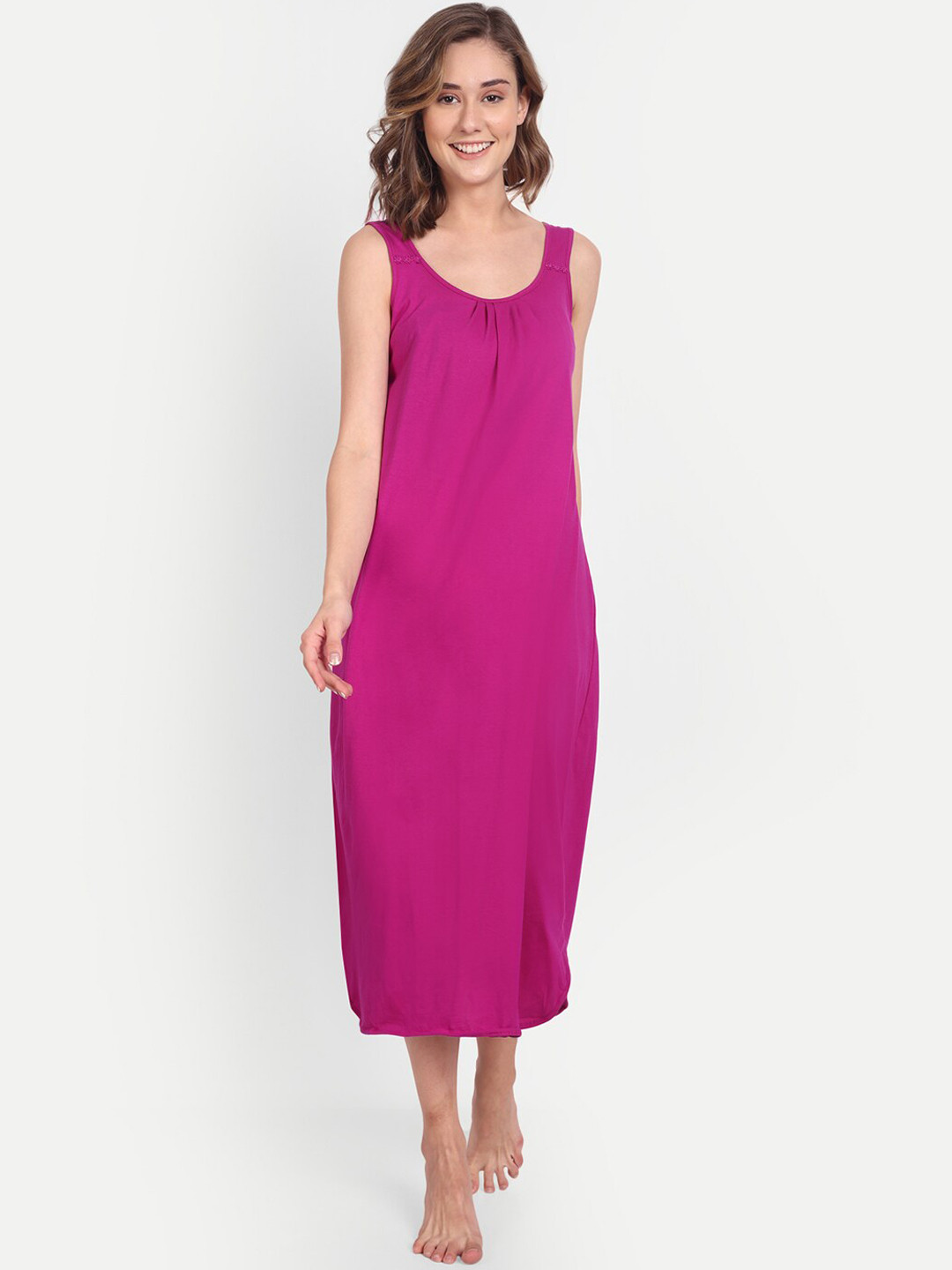 BLAZON Women's Cotton Hosiery Solid Maxi Nighty Slip (Pack of 2) Available Sizes: S, M, L, XL, 2XL, 3XL, 4XL, 5XL - Blueberry Frost, Pink main image 1