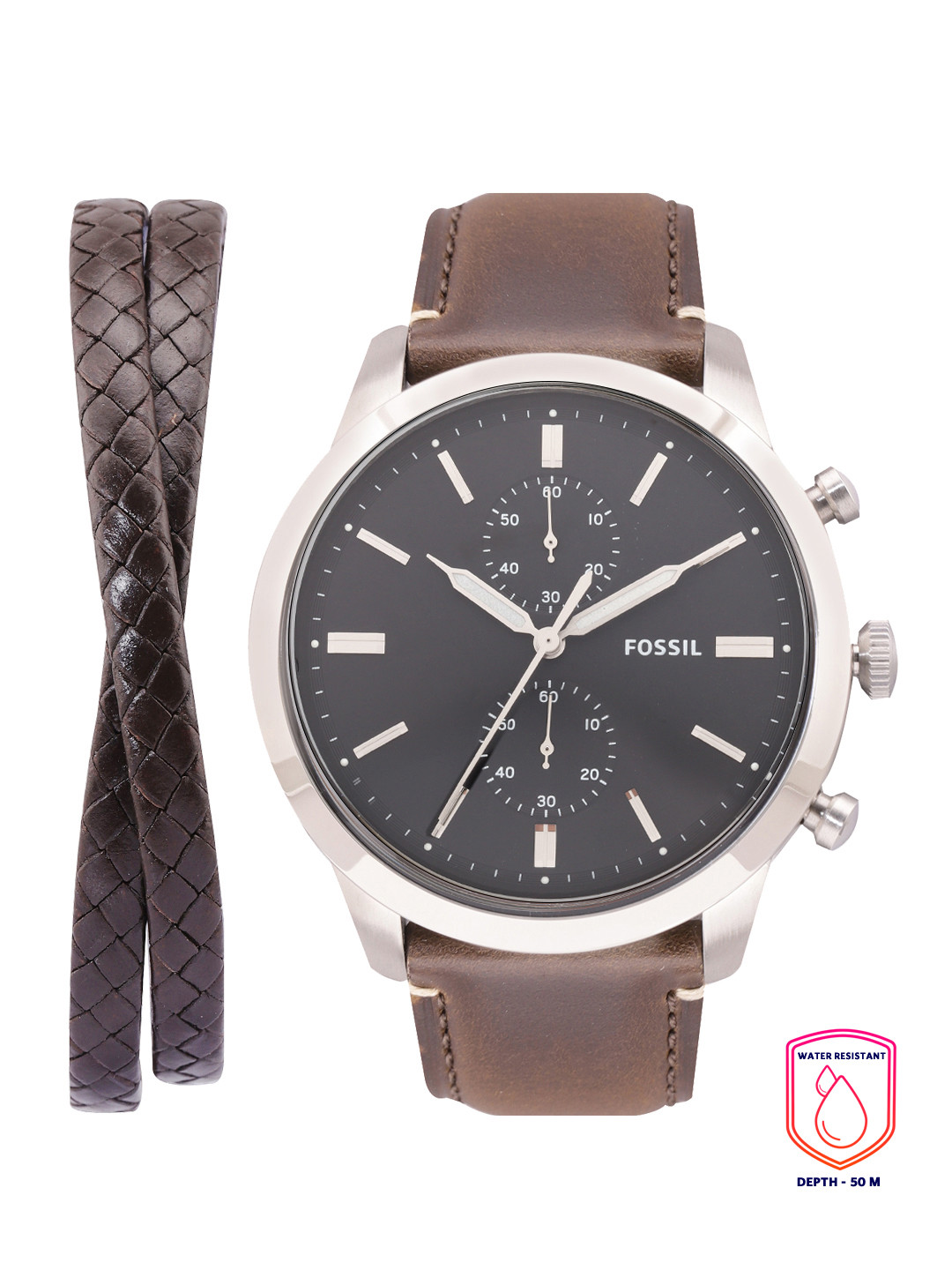 Buy Fossil Men Townsman Leather Analogue Watch FS5967SET Brown