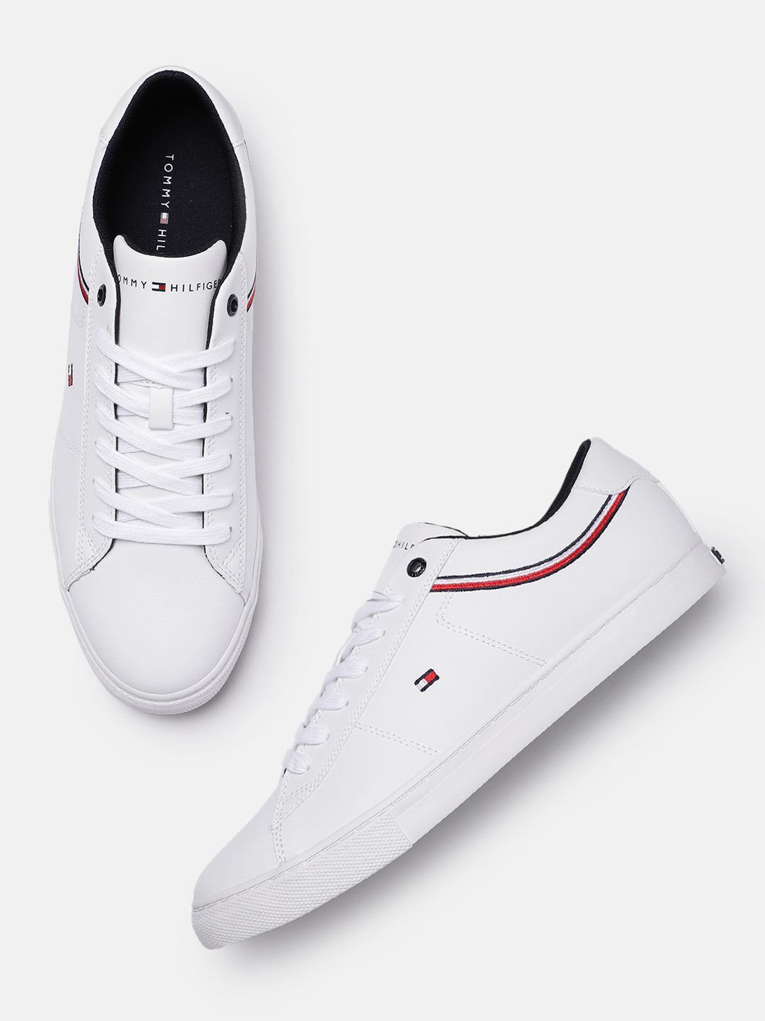 tommy hilfiger white leather sneakers