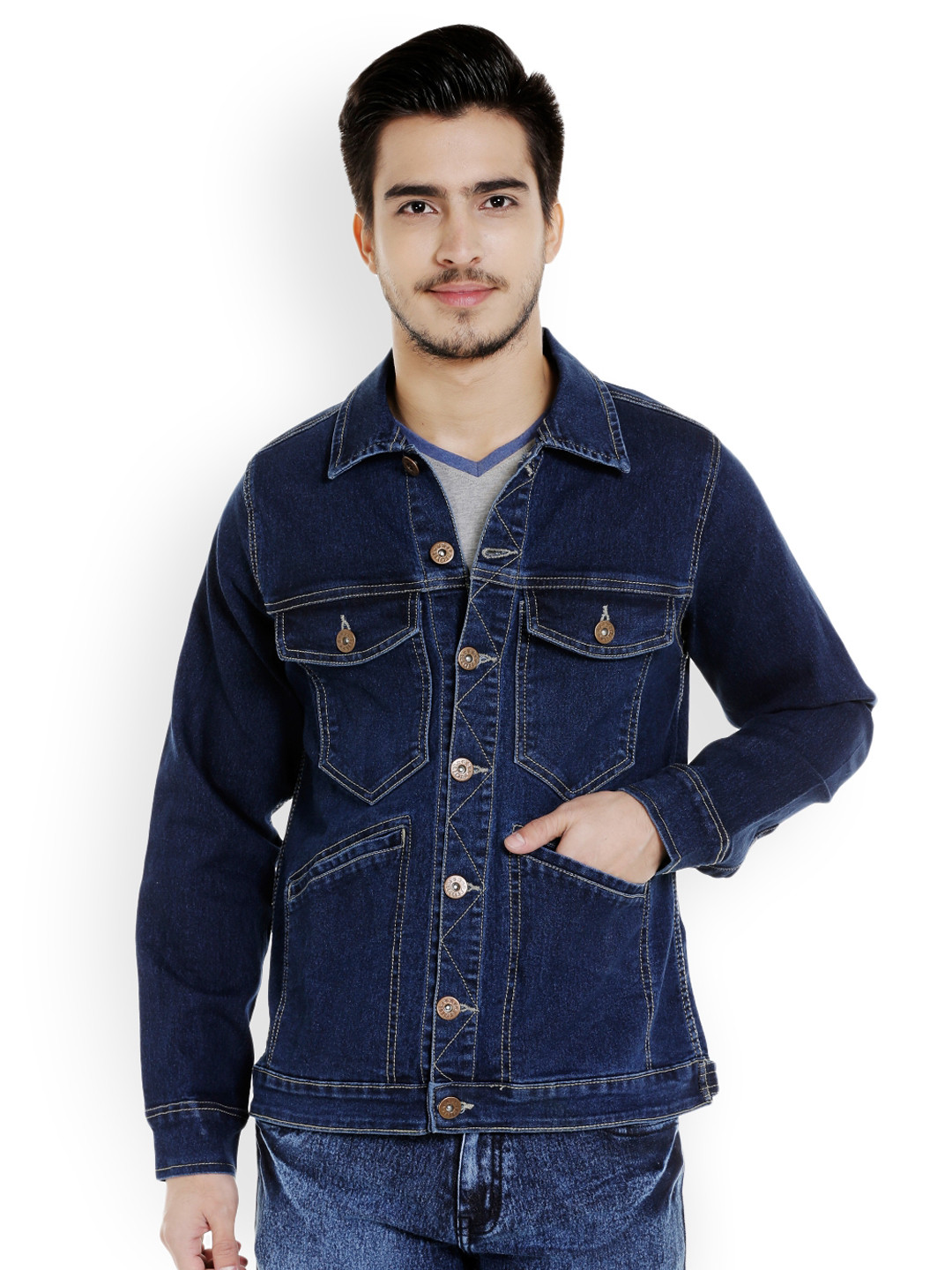 Buy High Star Men Blue Slim Fit Denim Jacket Jackets for Men 2112491 Myntra
