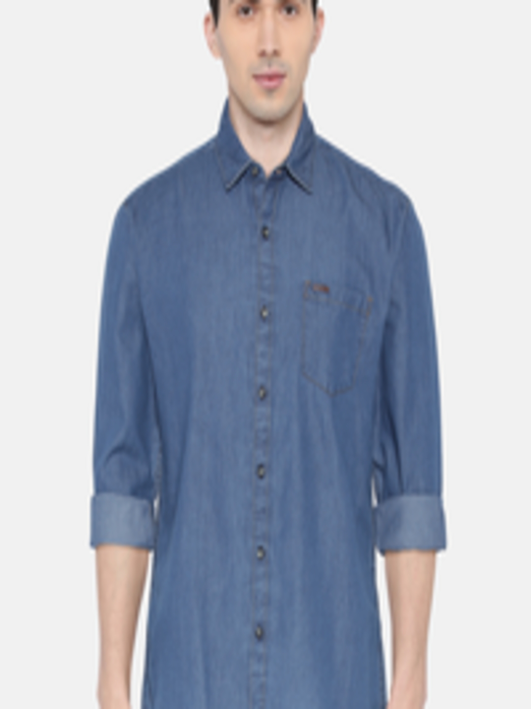 Buy Wrangler Men Blue Slim Fit Solid Casual Shirt - Shirts for Men ...