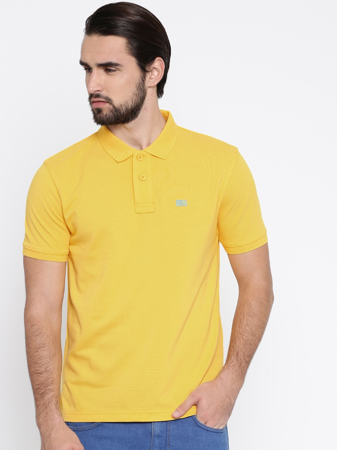 Buy Wrangler Men Yellow Solid Polo Collar T Shirt - Tshirts for Men ...
