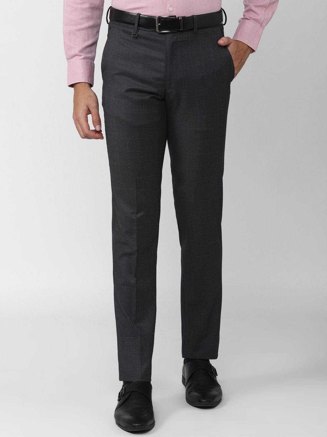 Buy Van Heusen Men Grey Slim Fit Formal Trouser - Trousers for Men ...
