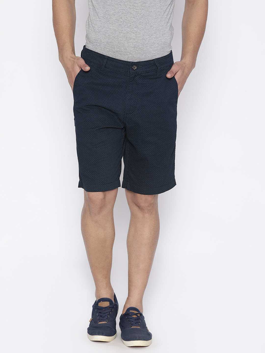 Buy CODE By Lifestyle Men Navy Blue Printed Regular Fit Shorts Shorts