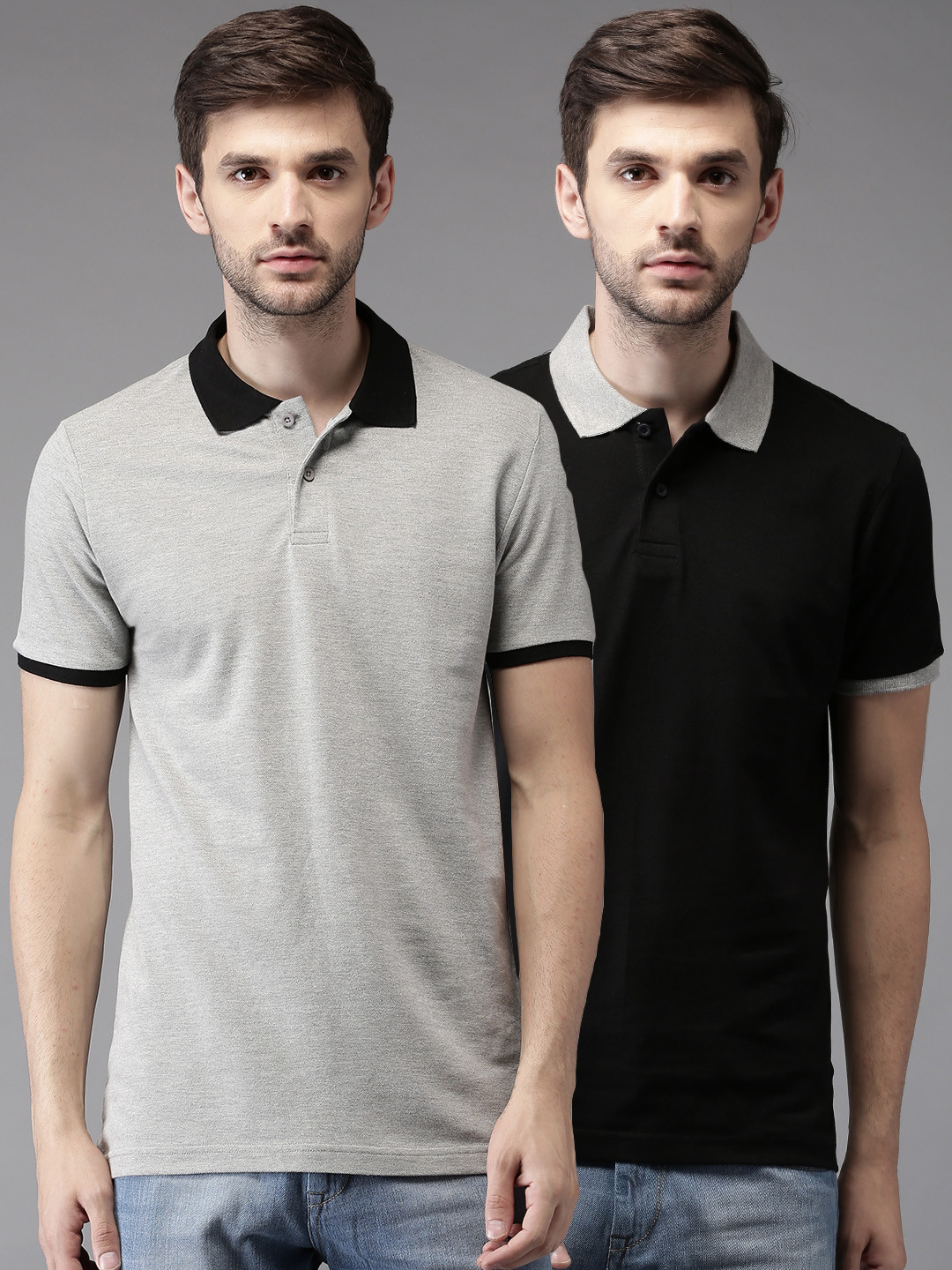 Buy HERE&NOW Men Pack Of 2 Polo Collar T Shirt Tshirts for Men