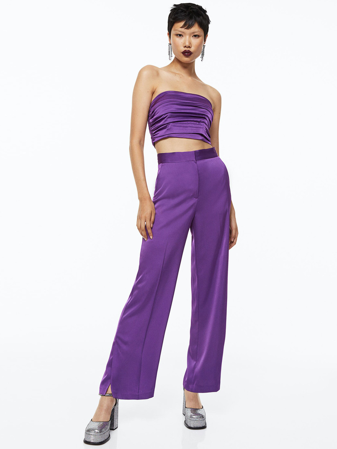 Buy H&M Women Satin Trousers Trousers for Women 21161174 Myntra