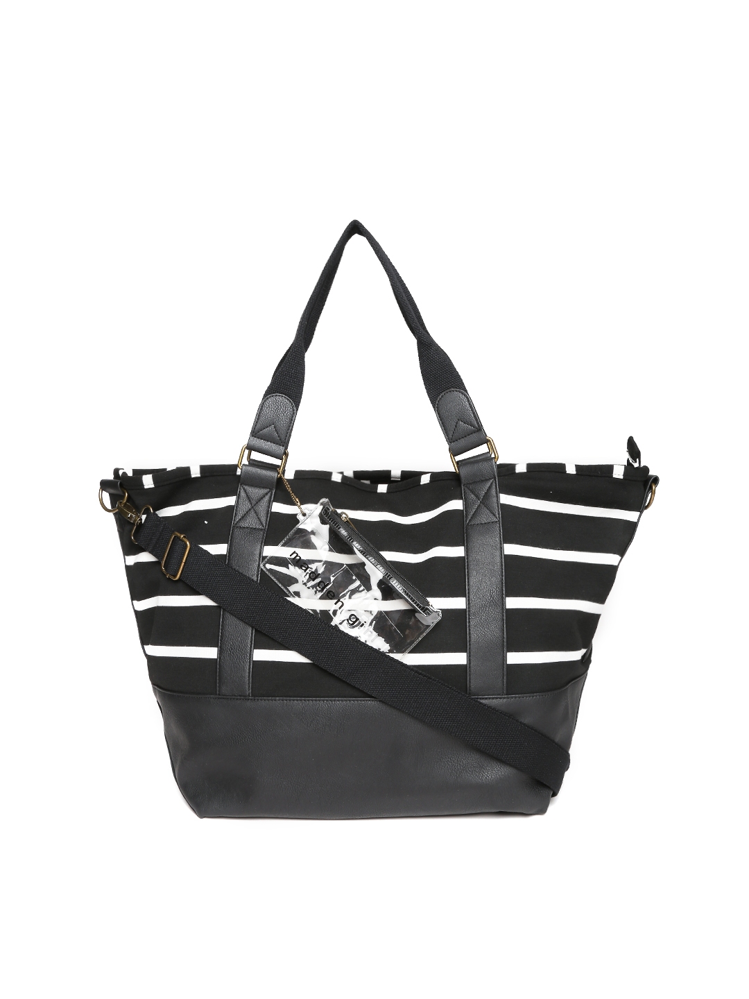 Buy Steve Madden Black & White Striped Oversized Shoulder Bag With ...