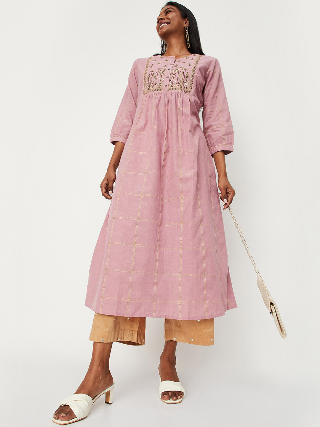 Buy Max Women Ethnic Motifs Embroidered Thread Work Kurta Kurtas for