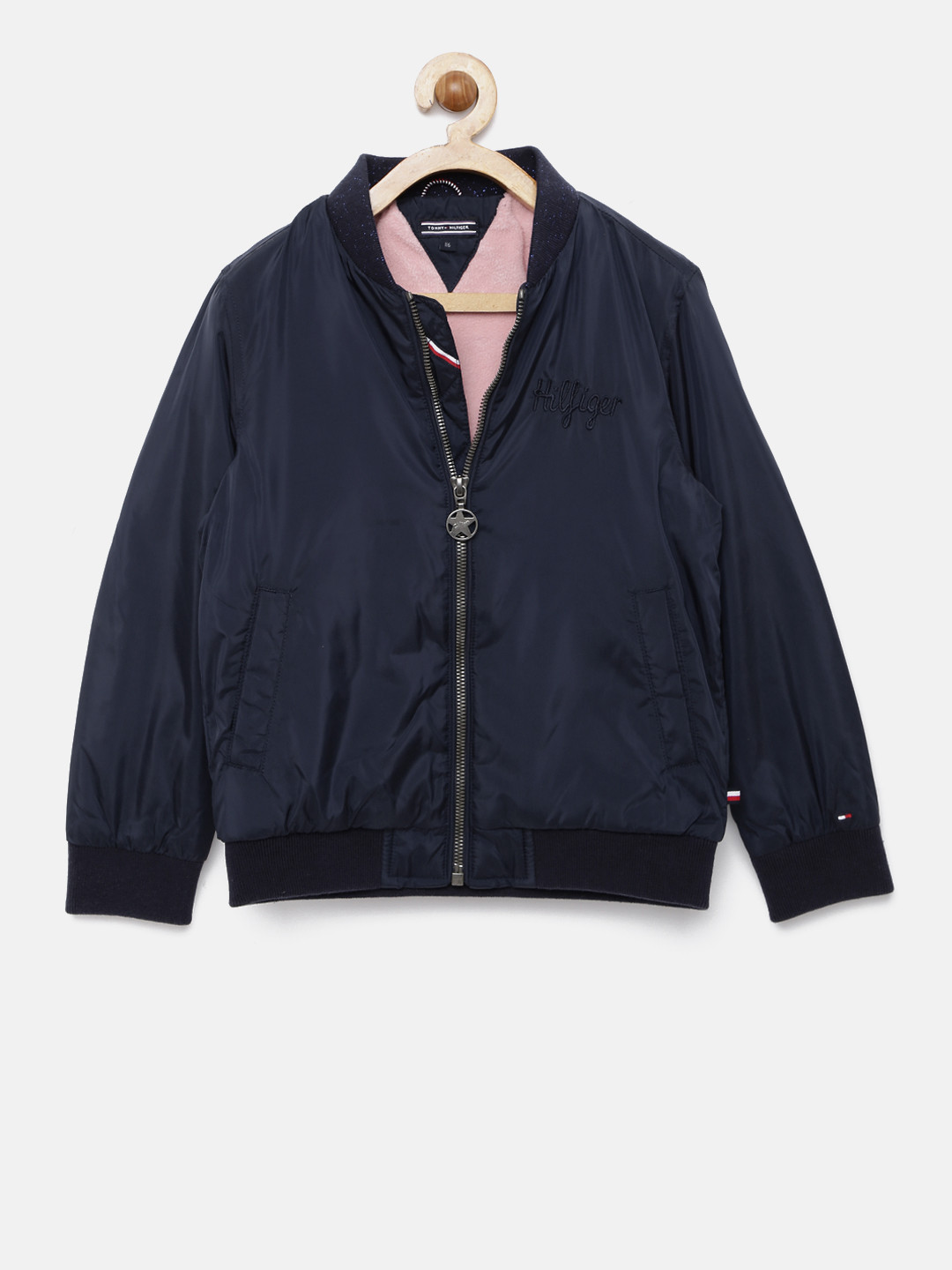 Buy Tommy Hilfiger Girls Navy Blue Solid Bomber Jackets for Girls