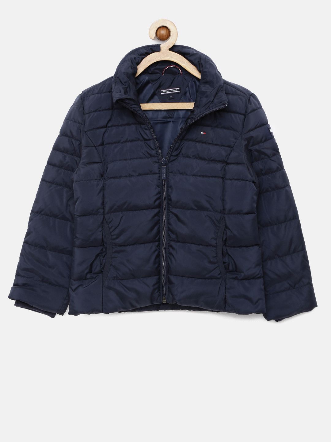 Buy Tommy Hilfiger Girls Navy Blue Solid Quilted Jacket Jackets for