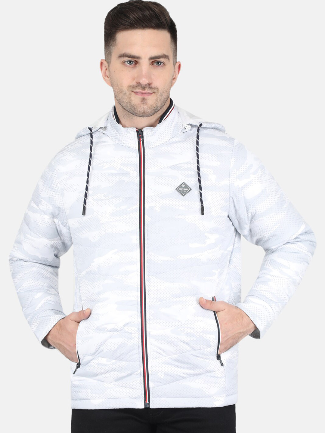 Buy Monte Carlo Men Abstract Printed Hooded Padded Jacket Jackets for