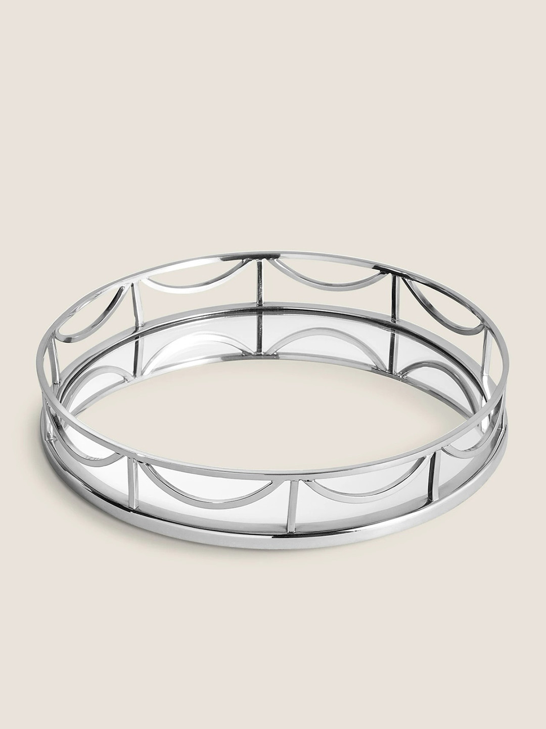 Buy Marks & Spencer Silver Toned Mirror And Metal Trays Serving Tray
