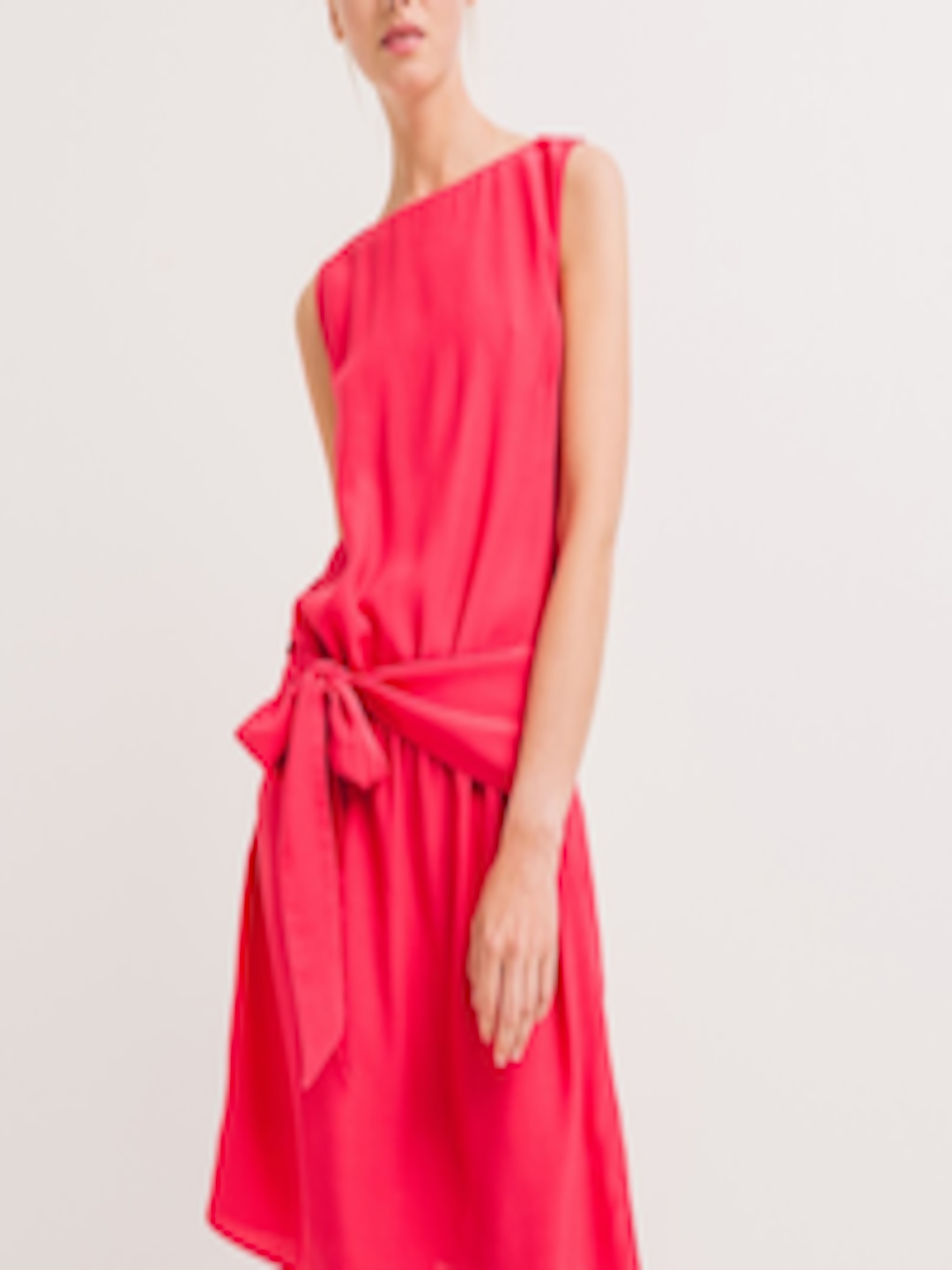 Buy Promod Women Pink Solid Drop Waist Dress - Dresses for Women ...