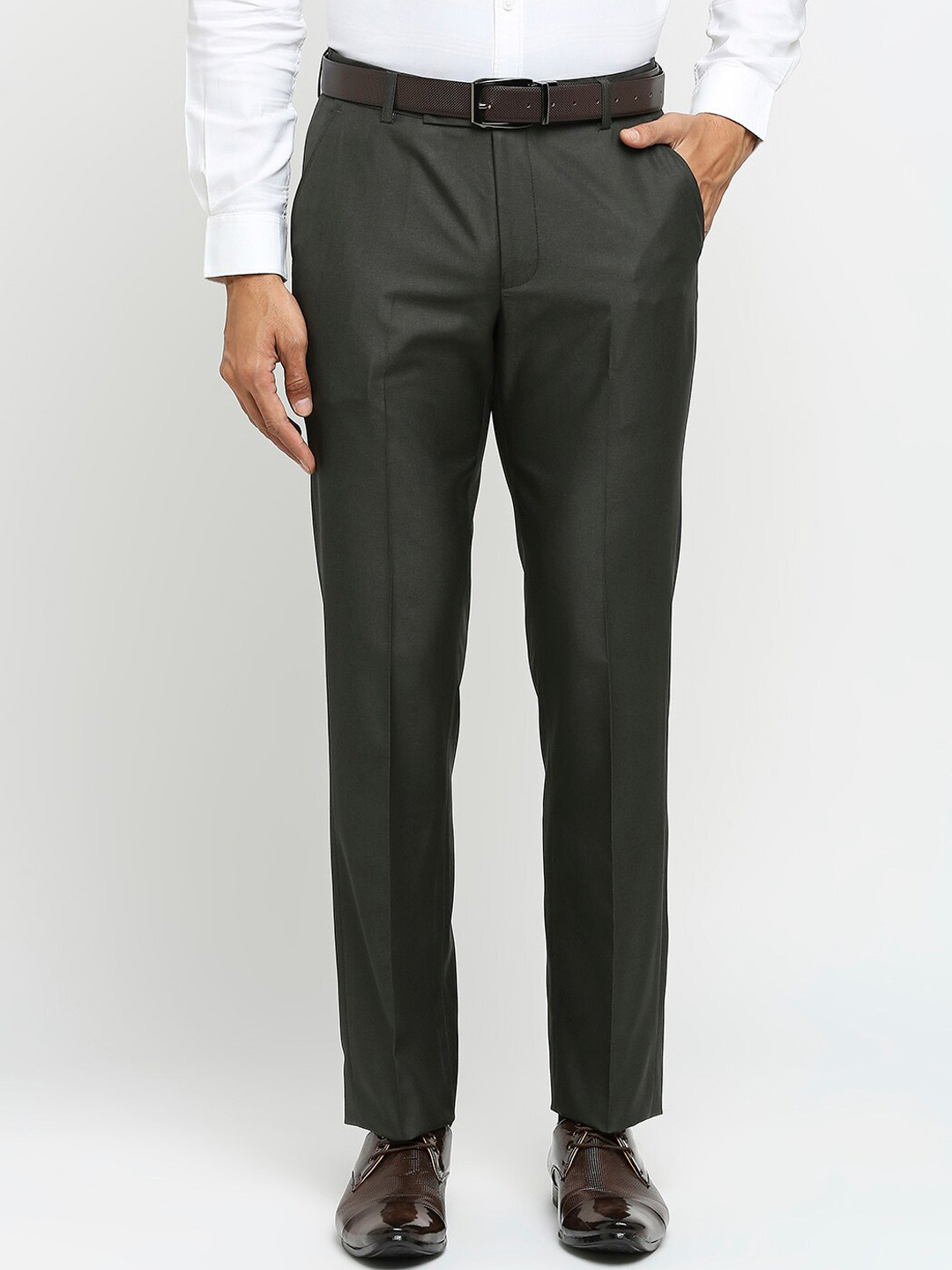 Buy Solemio Men Slim Fit Easy Wash Formal Trousers - Trousers for Men ...