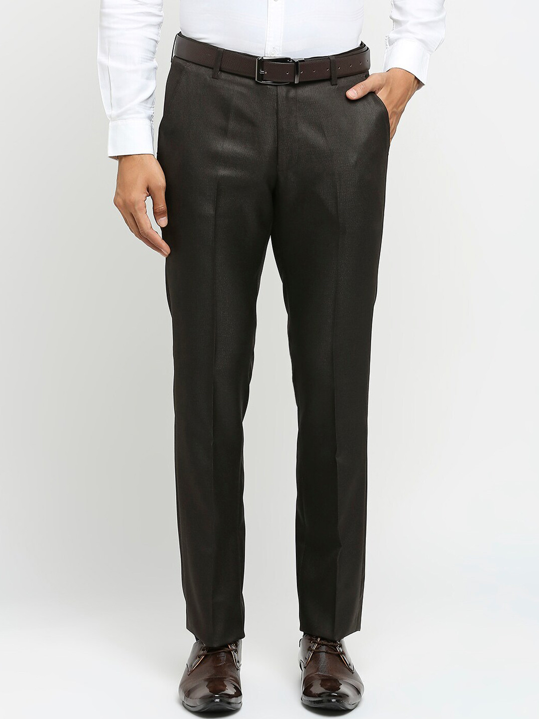 Buy Solemio Men Slim Fit Easy Wash Formal Trousers - Trousers for Men ...