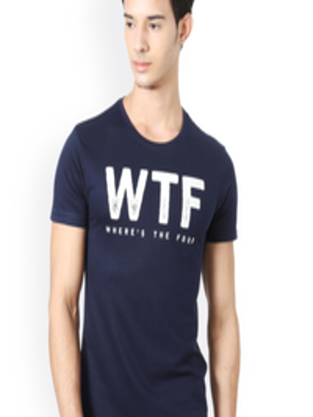 Buy People Men Blue Printed Round Neck T Shirt - Tshirts for Men ...