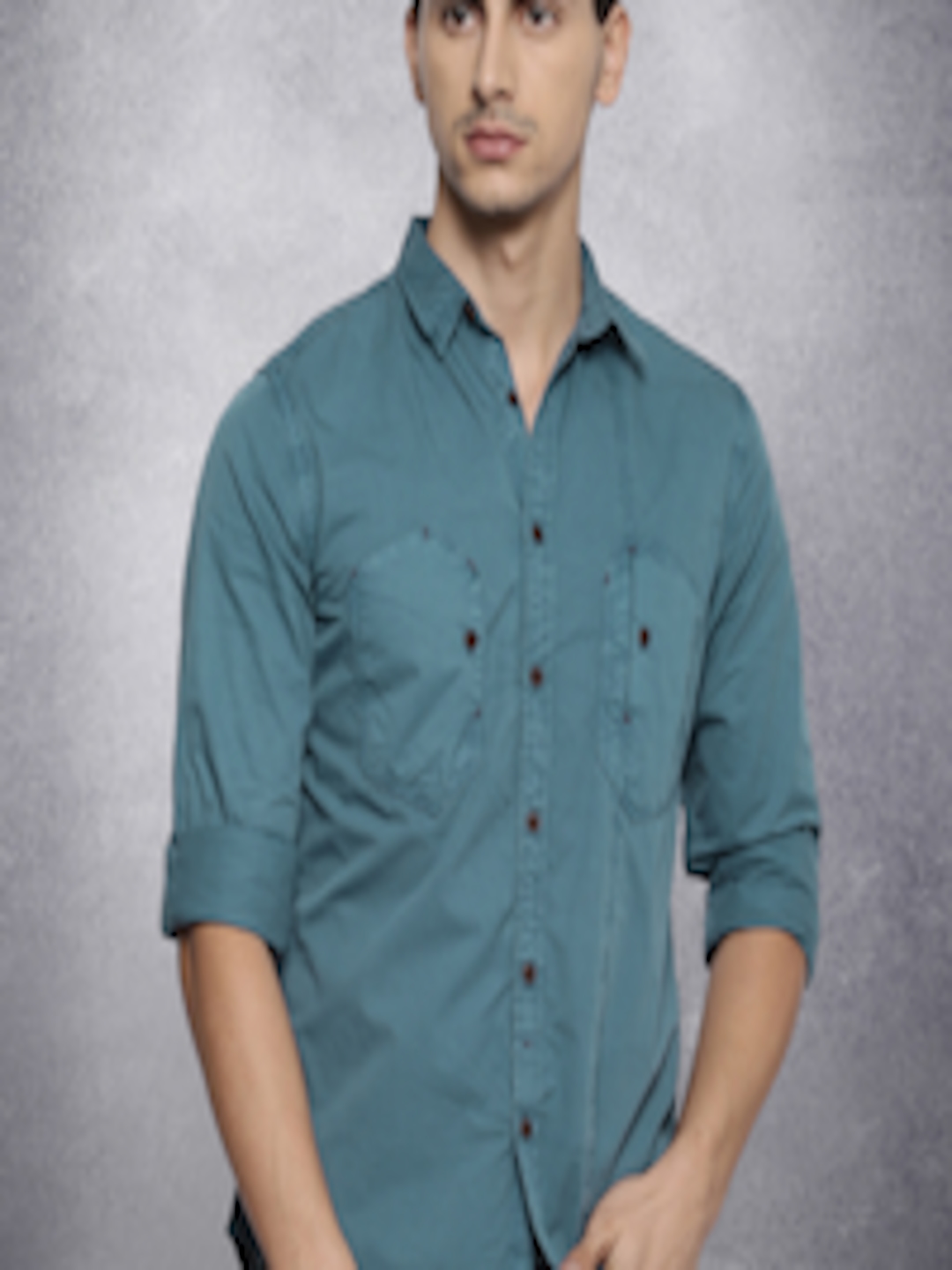 Buy RDSTR Men Teal Blue Slim Fit Solid Casual Shirt - Shirts for Men ...